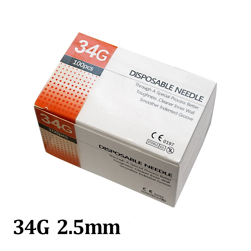 100PCS 25G 30G 32G 33G 34GPainless Nadel 4/6/13mm Schönheit Ultrafeine Piercing transparente Spritze Injektion Kleber Klare Spitze Kappe
