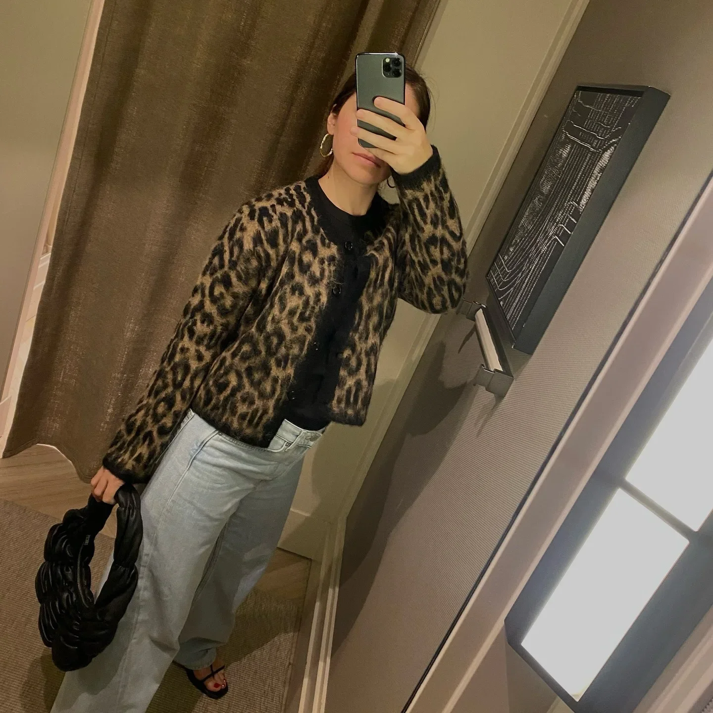 Leopard Pattern Knit Cardigan Animal Print Sweater Jacket O-Neck Knitwear Jumper High Street Autumn/Winter Women Vintage Outwear