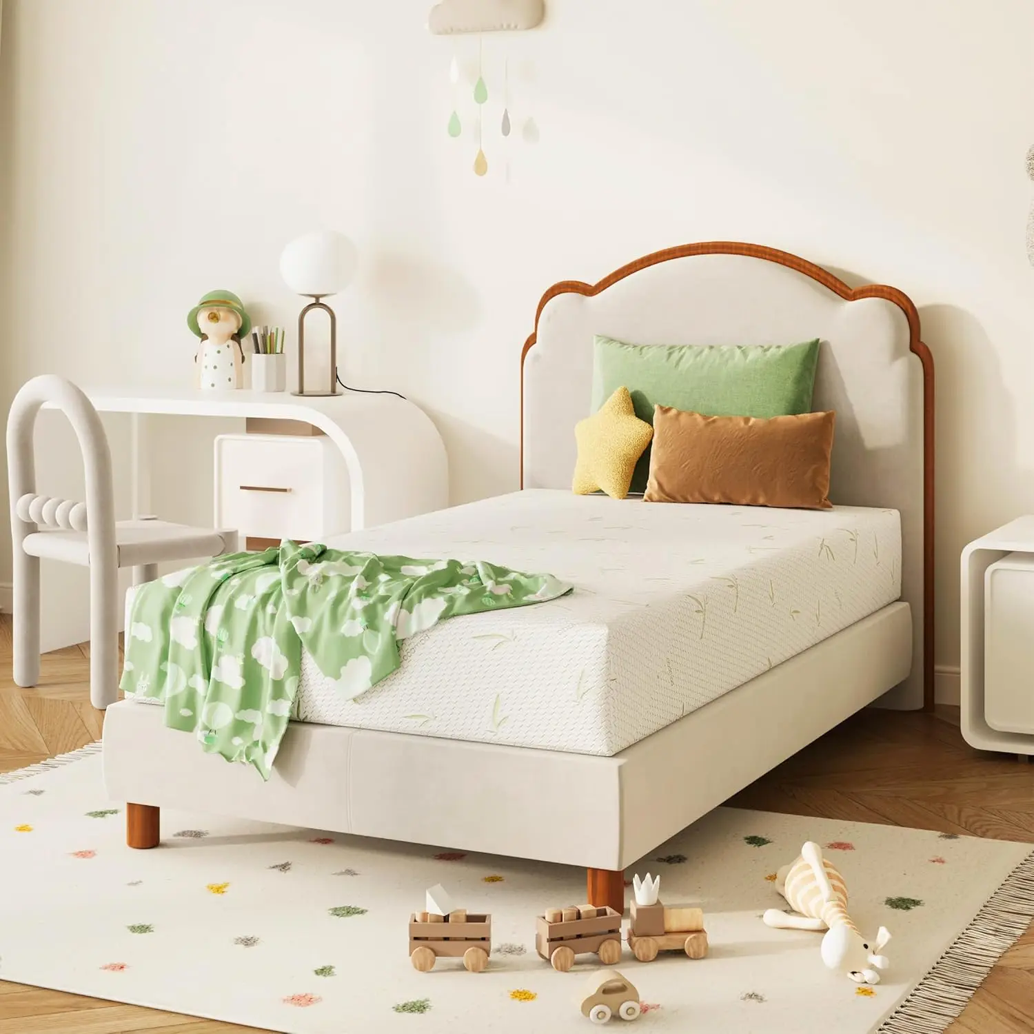 

8-дюймовый двуспальный матрас для детских и двухъярусных кроватей, охлаждающий матрас из пены с эффектом памяти с гелем из зеленого чая, средней жесткости, без стекловолокна, Certipur-US