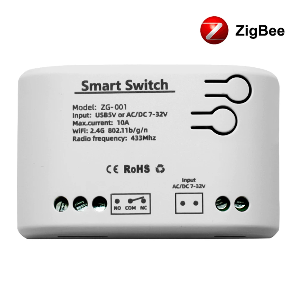 Zigbee Smart Relay Module Switch 1CH 12V 24V 220V 110V RF433 Wireless APP Remote Controller Work With Tuya/Smart-Life APP Alexa