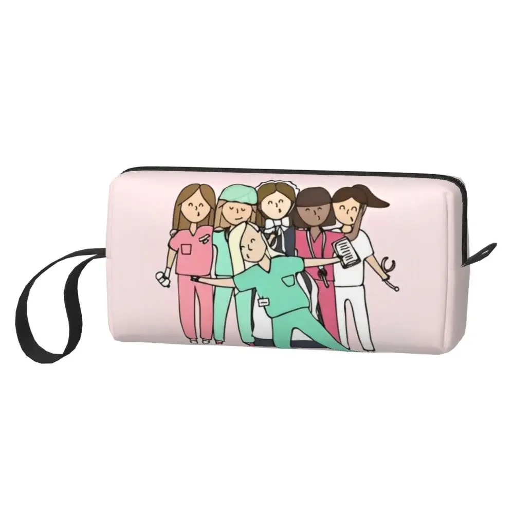 Nurse Medical Doctor Large Makeup Bag Waterproof Pouch Travel Cosmetic Bags Enfermera En Apuros Pattern Organizer for Unisex