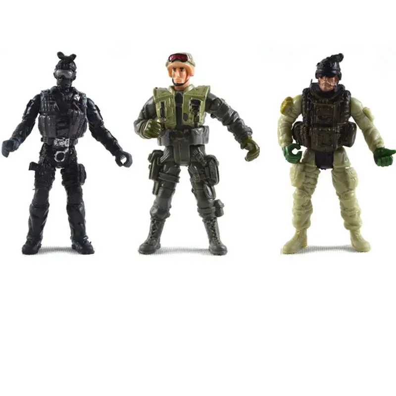 ทหารFigurines 6 ชิ้นสะสมทหารรุ่นอุปกรณ์เสริมปลอดภัยMini Action Figureเล่นชุดการศึกษาของเล่นเด็ก