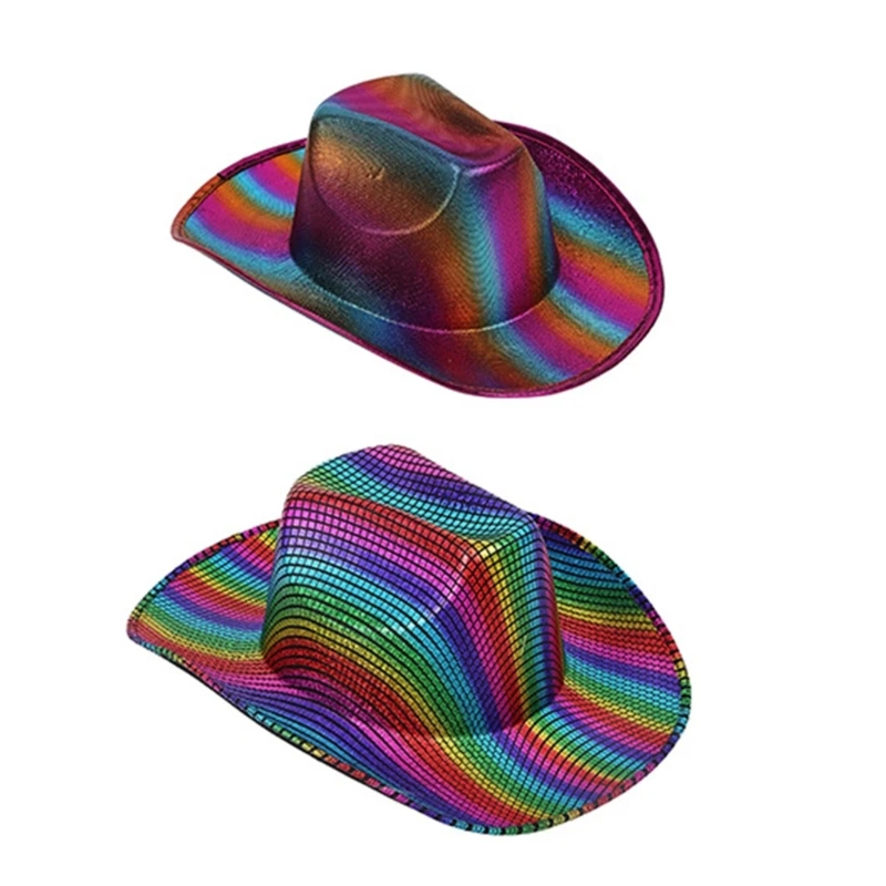 Colorful Cowboy Hats Rainbow Color Hat for Disco House Cocktails Party DropShipping