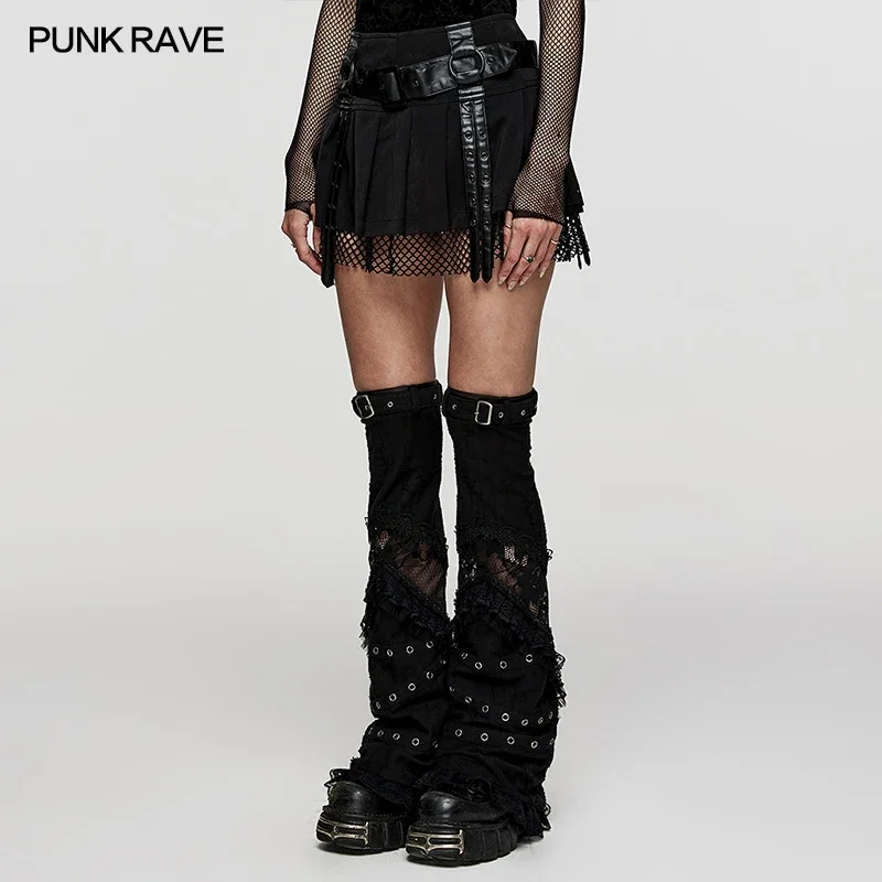 PUNK RAVE Women\'s Punk Sexy Vibrant Short Pleated Mini Skirt Daily Faux Leather   Women Clothing