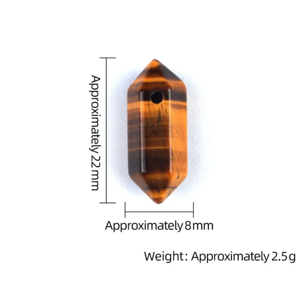 10pcs Top Drilled Natural Hexagon Stone Pendant Amethyst Tiger Eye Quartzs Healing Charm Bead for Jewelry Making DIY Accessories