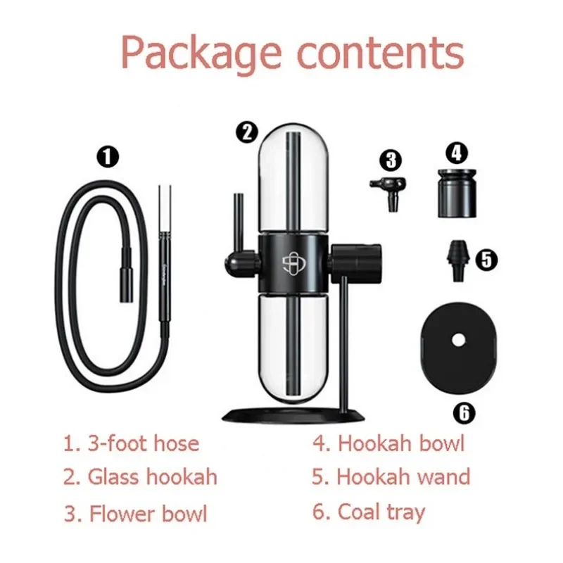 Large Gravity Smoking Water Pipe Hookah Set with Glass Tobacco Bowl Herb Pipas Portable 360 ° Rotation Shisha Pipes Accessories