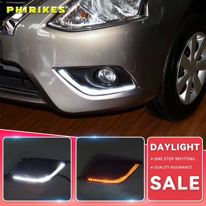 

For Nissan Almera Latio Sunny Versa 2014 2015 2016 2017 2018 LED DRL Daytime Running Lights Daylight Fog Head Lamp