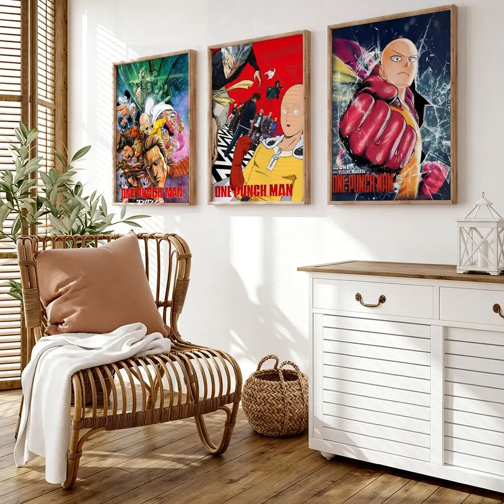 One P-Punch Man Poster Wall Stickers HD Painting Self Adhesive Art Decals for Bedroom Living Room Home Decor