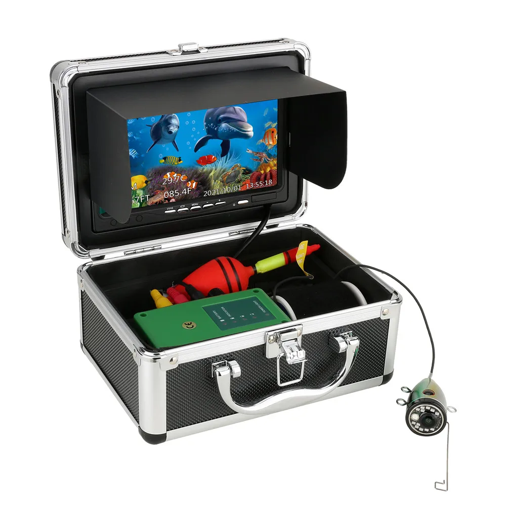 7 Inch 50m DVR Recorder Underwater Fishing Cmra with Depth Temperature Display 12pcs Infrared Lamp for Sea Fishing