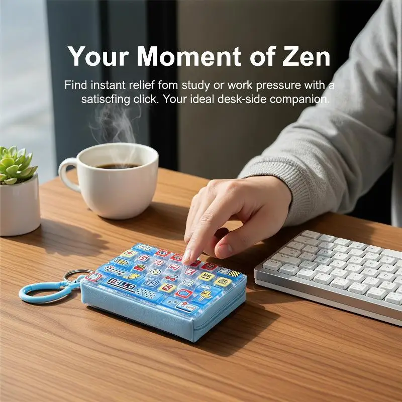 Creative Stress Relief Fun Chicken 26 Grids Keyboard Keychain Bag Ornament Square Pattern Sensory Toys