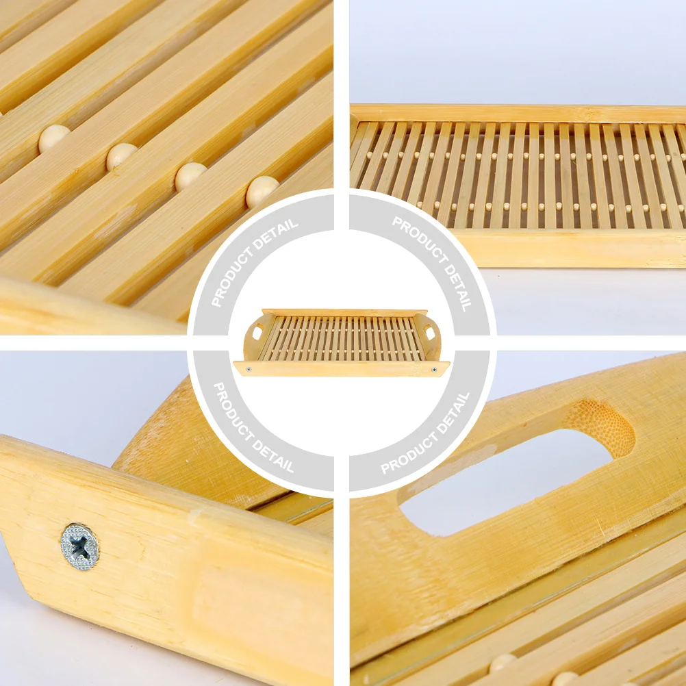 

1Pcs Bamboo Tray Hollow-Out Fruit Vegetable Storage Plate Practical Handle Easy Carry Bamboo Plate Fruit Tray