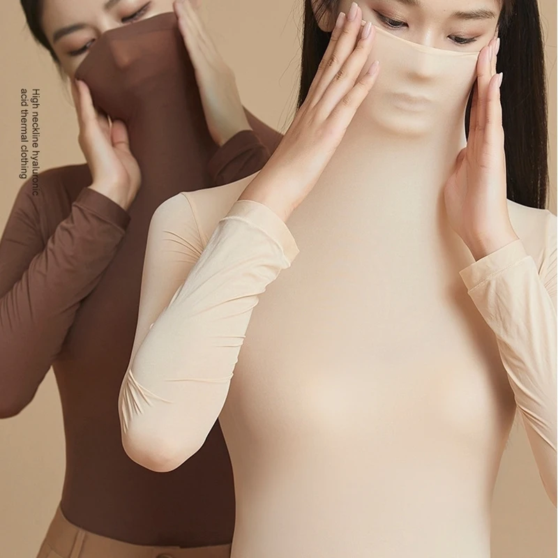 Women Thermal Underwear Set Ultra‑thin Seamless Turtleneck Long Sleeve Top Pant Warm Base Layer Winter Thermo Underwear For Lady