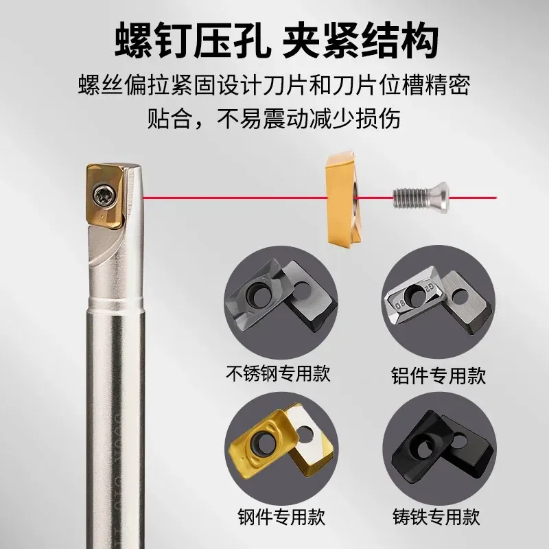 300R CNC Milling Rod R0.8 Seismic End Mill Cutter Right Angle Tool for Machining Center Open Thick Slotting High Precision