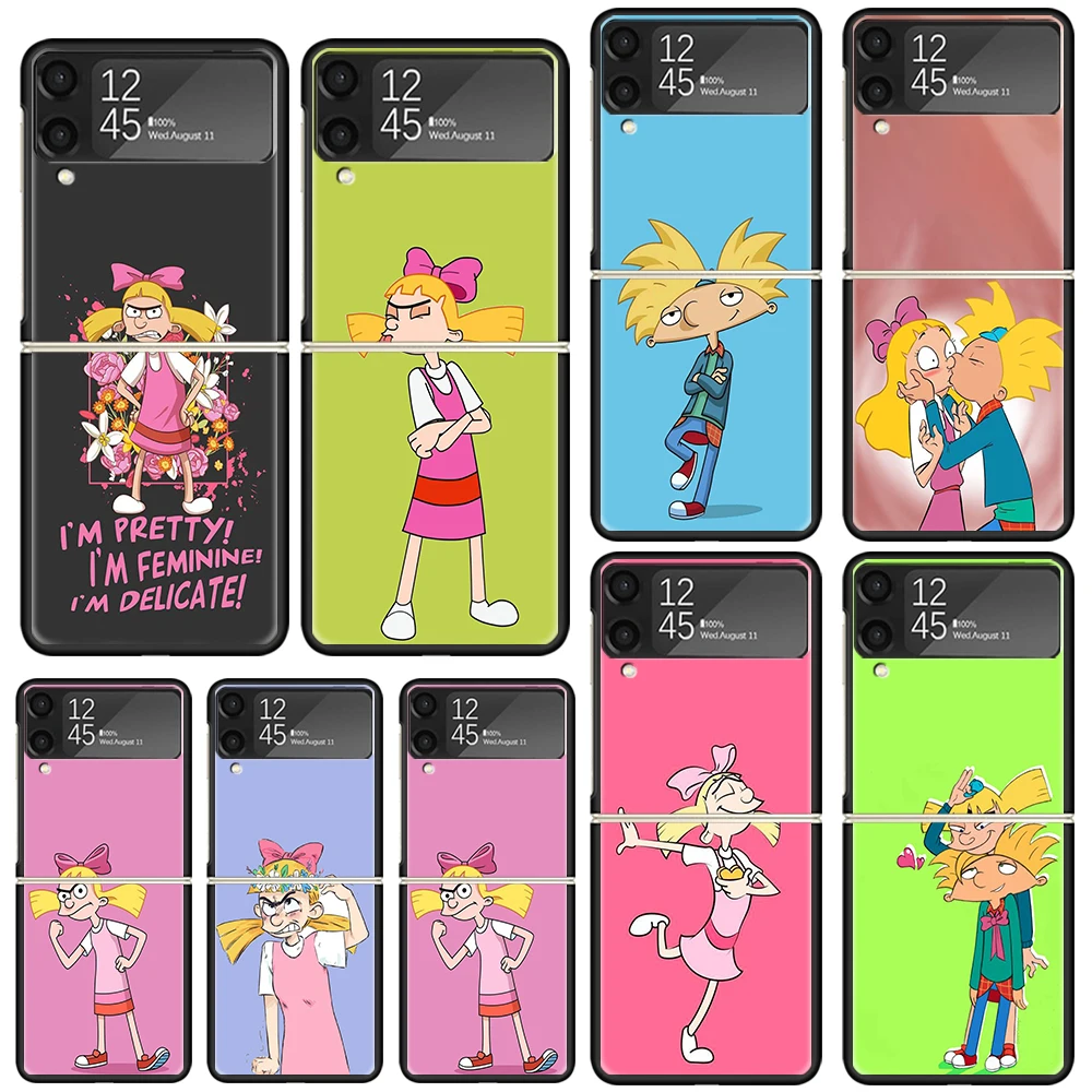 Cartoon Hey Arnold Fondos Phone Case For Samsung Galaxy Z Flip Zflip 6 Flip6 5 Flip5 4 Flip4 3 Flip3 5G Art Fundas Black Cover