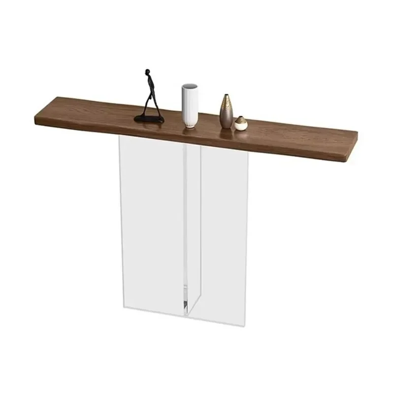 Entrance table, light luxury acrylic against the wall, facing the door, simple art
