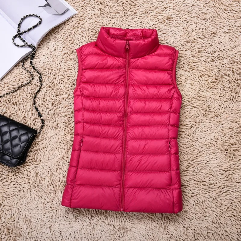 New Women\'s Lightweight Vest Down Jacket  Sleeveless Warm Autumn and Winter Short Style Stand Up Collar Down Jacket for Women