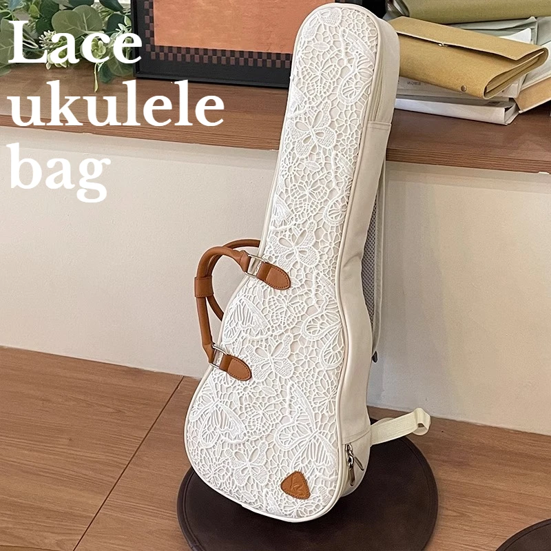 24 Inch Ukulele Bag Thicken Shockproof Waterproof Scratch-proof Shoulders Portable Lace Ukulele Bag Musical Instrument Accessory