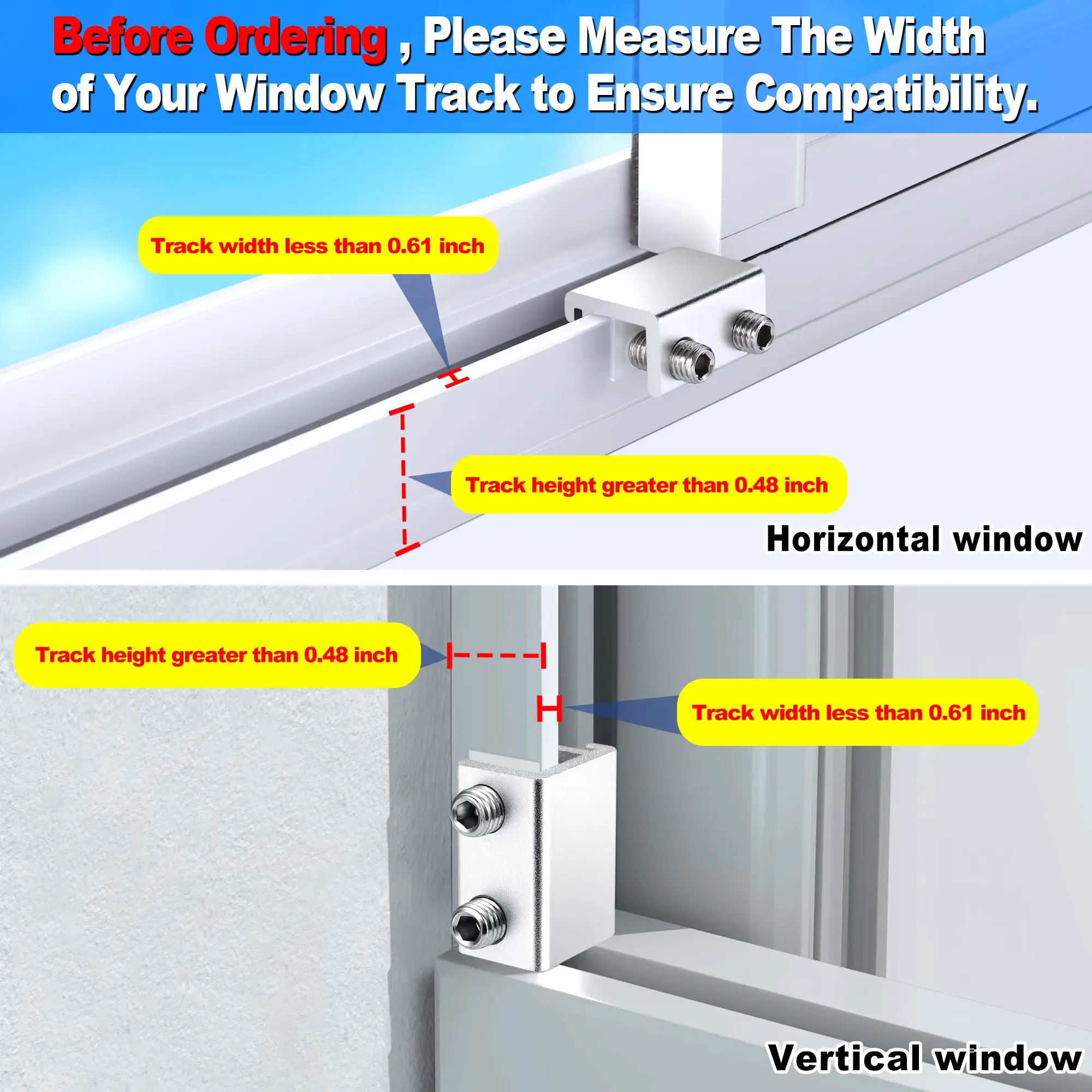 Sliding Window Locks Secure Window Lock with Key, Window Locks for Up and Down Windows & Horizontal Sliding Windows Adjustable