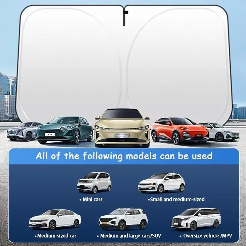 Titanium Silver Car Windshield Sun Shade Foldable Sunshade Heat Protection Car Accessories Interior Parasol FrontWindowSunshades