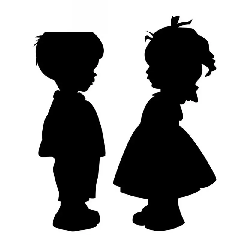 

Cute Boy and Girl Holding Hands Waterproof Motorcycle Decals Car Stickers Car Styling Accessories Black/white, 15cm*13cm