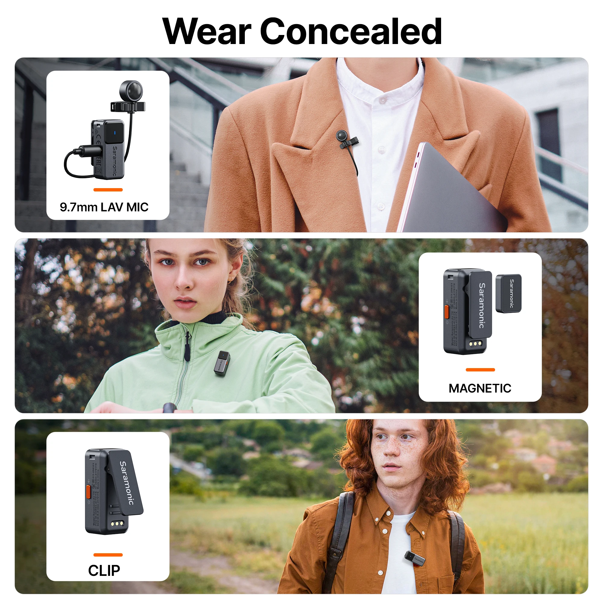 Saramonic Air беспроводной петличный микрофон с шумоподавлением нагрудный микрофон для iPhone 15/16 Android смартфон камера видеоблог Youtube