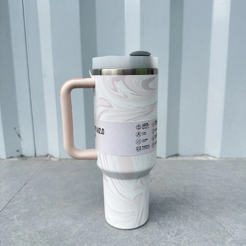 핸들 뚜껑이 달린 텀블러 빨대 컵, 스테인레스 스틸 진공 단열 머그잔, 열 아이스 여행 주스 차 컵, 패션, 30 oz, 40oz 