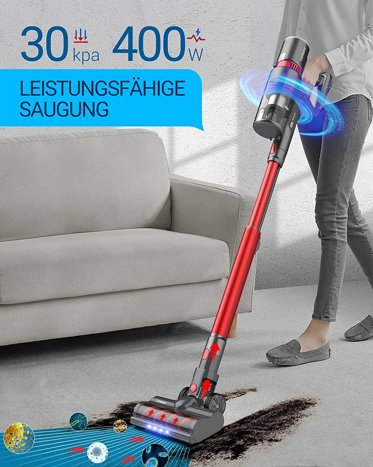 High Suction 25Kpa Vacuum Cleaner with 350W Brushless Motor