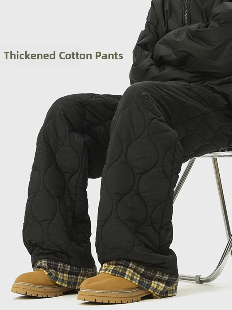 

Thiened Fce Winter Ski Pants Men's Cotton Trousers with Gourd Pattern Casual Loose Fit Warm Windproof for -40 Deees Ce...