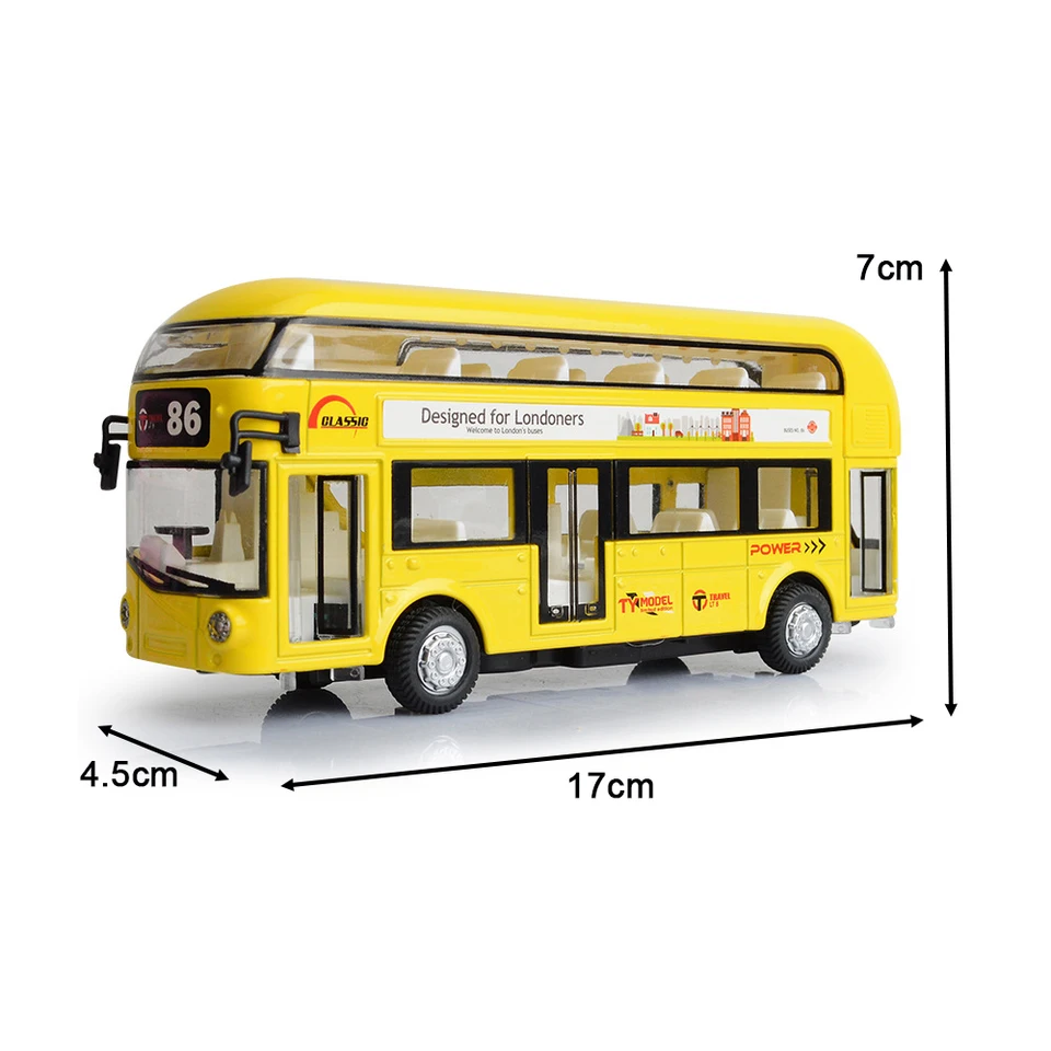 17CM Double Decker London Bus With Sound Flashing Doors Open