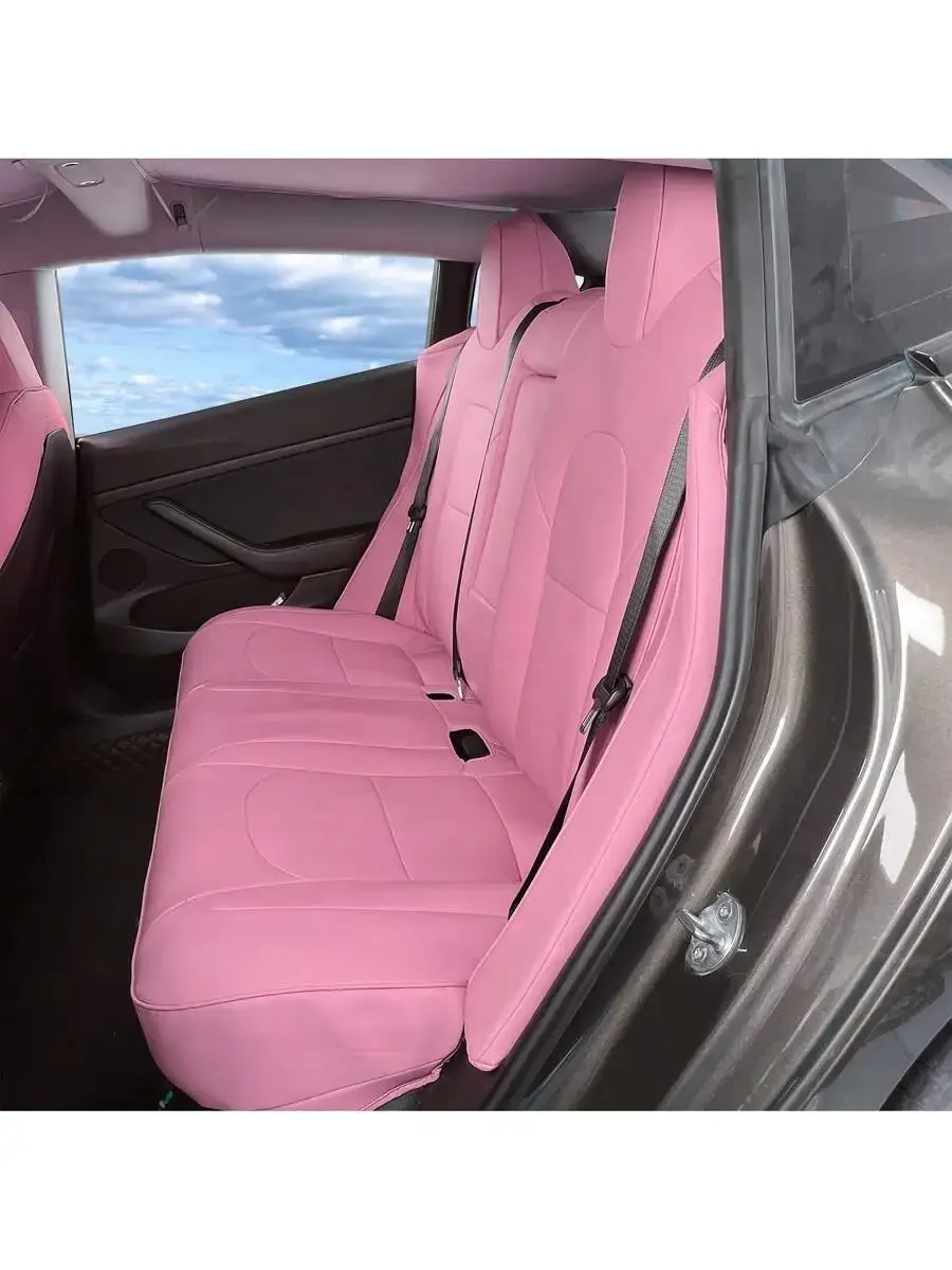 4PCS White Car Seat Covers Full Set For Model 3 2017-2023 OE Style Front Rear Waterproof Easy Clean Interior Accessories