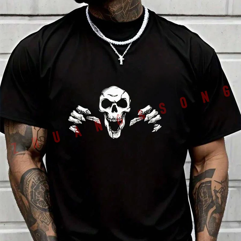 

Skull Laughing Skeleton Gothic Men's T Shirt Casual Dress High Quality Mens Round Neck Short Sleeved T-shirt S-3xL