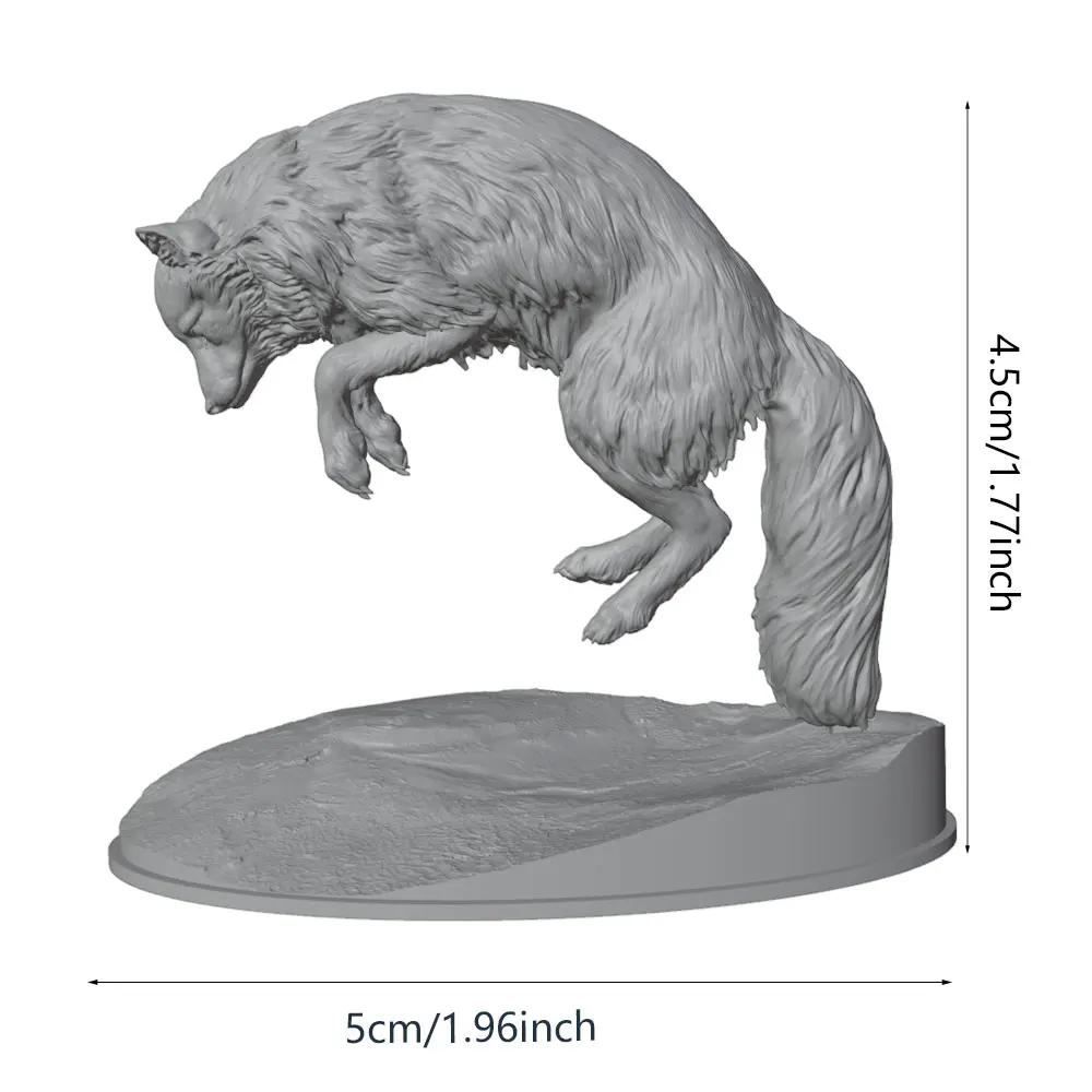 Simulated Animal Model Antarctic Fox, Gray, 3D Printed, Uncolored, Perfect Gift for Gamers and Collectors, Exquisite Mini Figurine |   Exquisite Hair Texture, Suitable for Fantasy Role-Playing Gamers, Collectors, Game Gifts, and Desktop Decorations, Anime Statues, Collectible Items, Handmade Appearance, High-Quality Printing.