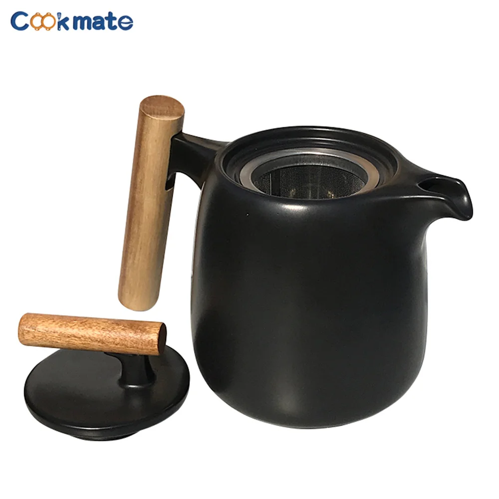 Imagem -04 - Pote de Chá de Cerâmica Cor Preta Loose Leaf Teapot com Aço Inoxidável Infusor Presente para Amigo e Familry