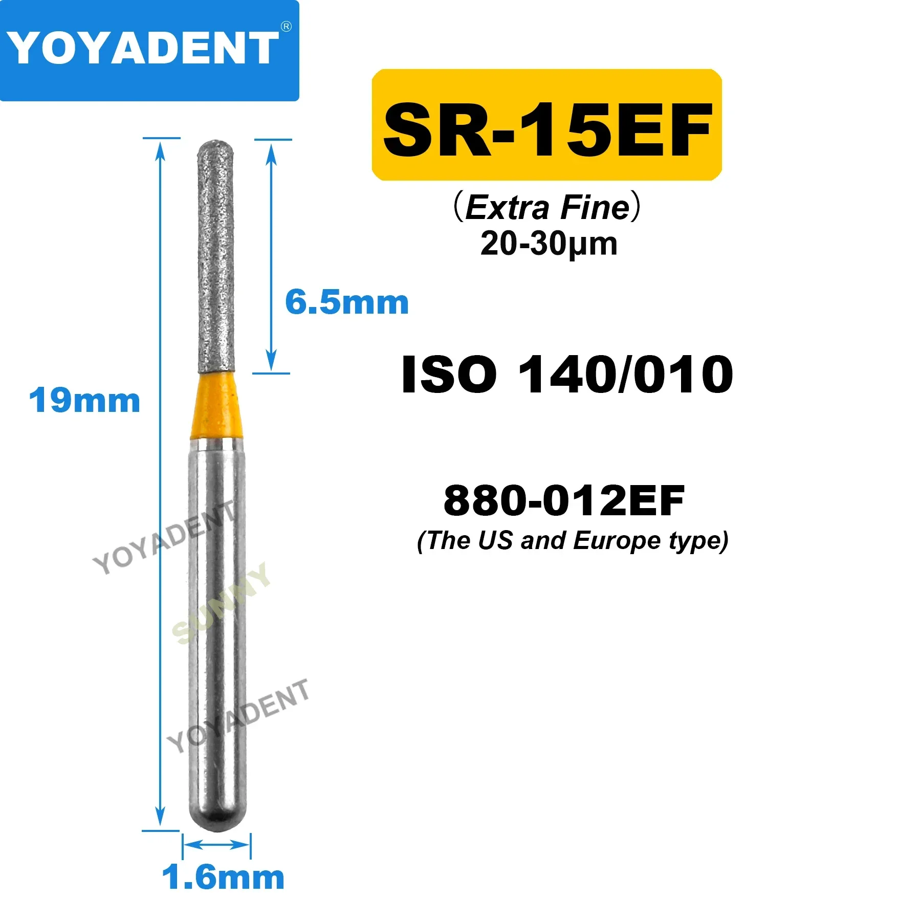 SR Type Dental Diamond Burs Tandheelkunde Boren Tandheelkundige Burs voor Hoge Snelheid Handstuk Tandarts Gereedschap Dia.1.6mm 10 stks/pak