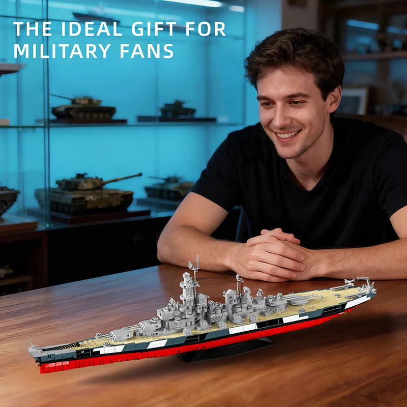 

2956PCS Military WW2 1:300 USS Montana Battle Ship Building Blocks Model Desktop Ornaments Assembly Ship Bricks Toy Adult Gifts