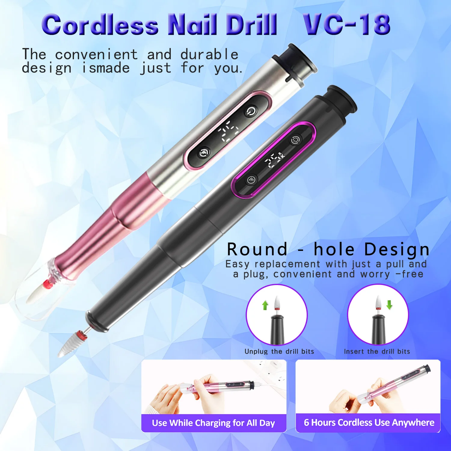 الكهربائية طلاء الأظافر لقمة ثقب الأظافر المهنية طحن تلميع إزالة الجلد الميت الفن الرملي ملف القلم آلة أظافر