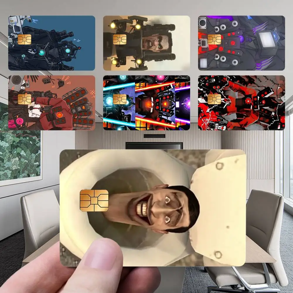 

S-Skibidi T-Toilet Card Stickers New Cartoon Card Debit Bank Charge Card Bus Metro Waterproof Sticker Decal Decoration