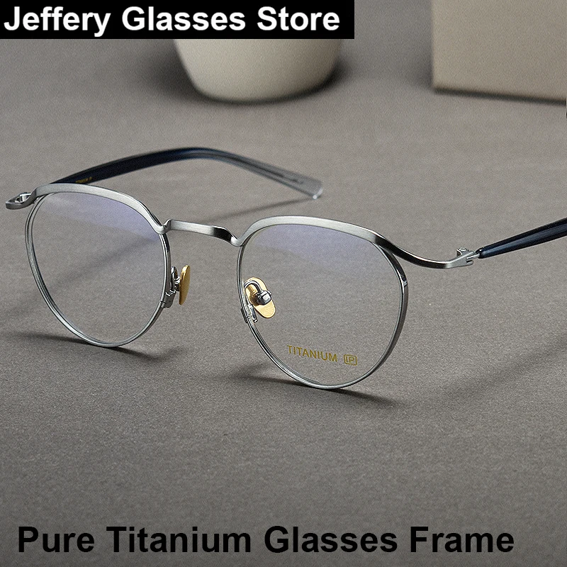 2025 Japanese Handmade Pure Titanium Oval Glasses Frame Men Women Ultralight Fashion Half Rim Brand Design Eyeglasses Frame