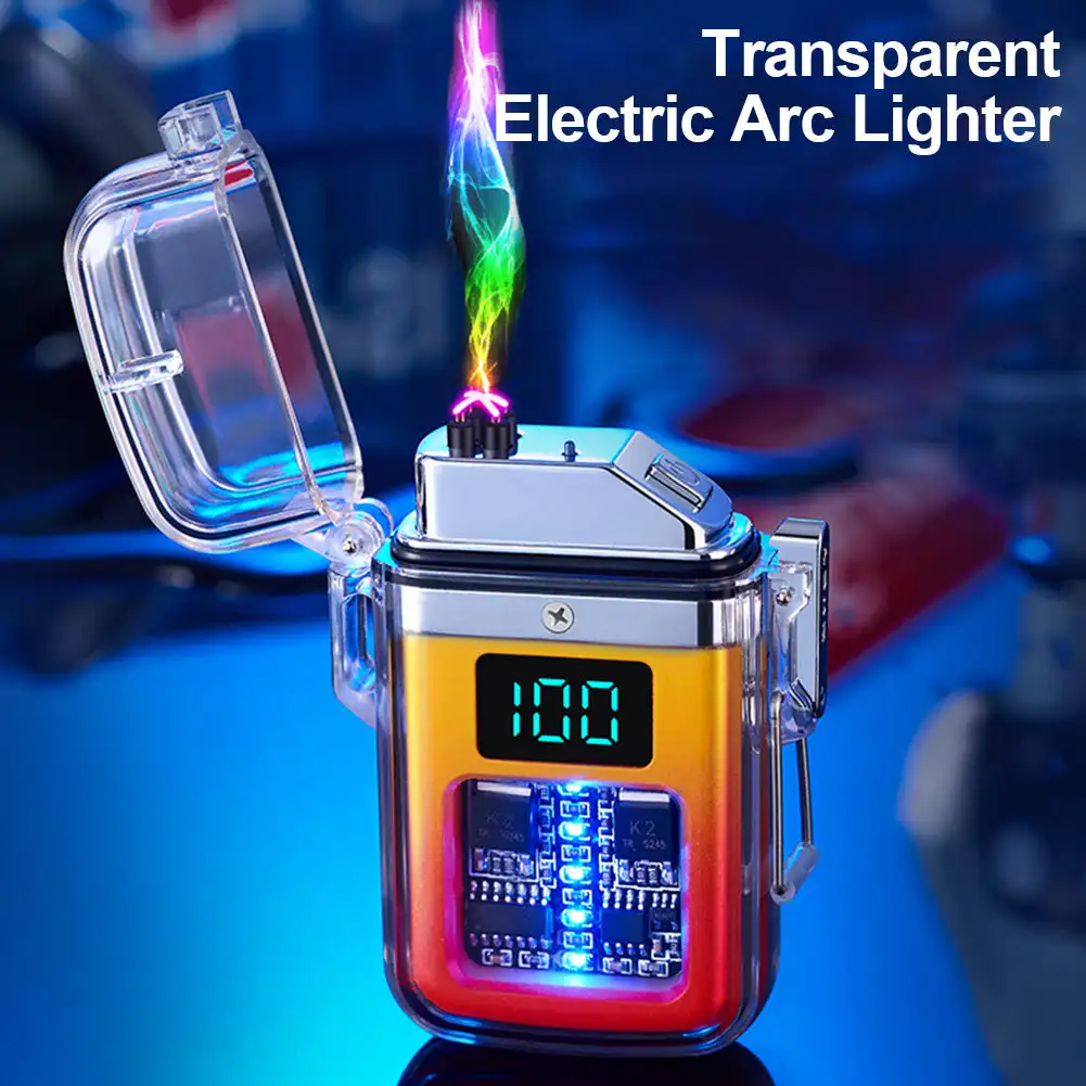 

Уличная водонепроницаемая ветрозащитная USB перезаряжаемая двойная дуговая плазменная импульсная зажигалка беспламенный светодиодный дисплей электрическая зажигалка мужские подарки