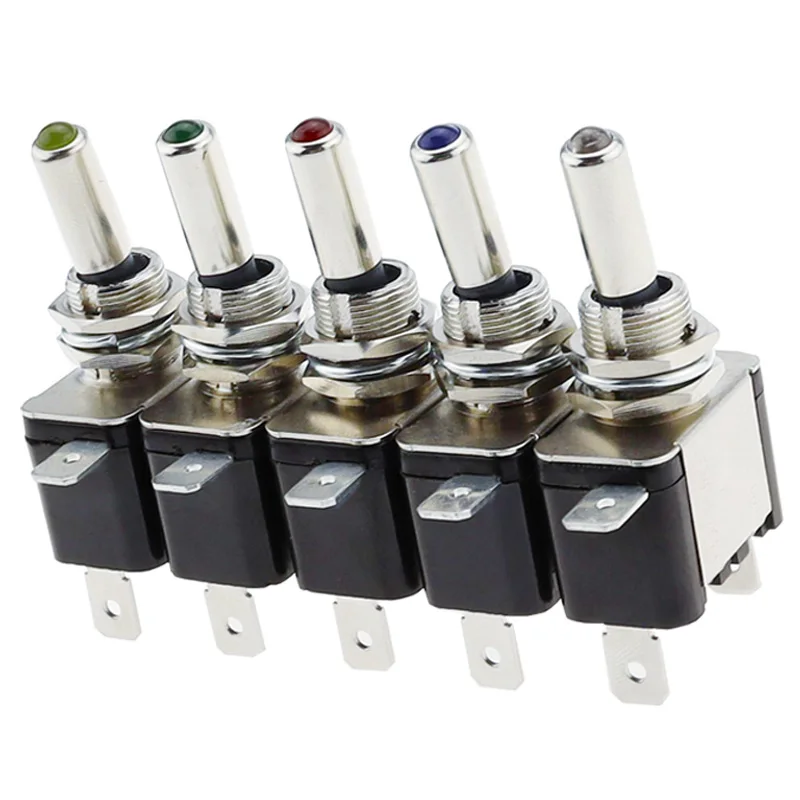 1PCS 12V 20A Auto Car Boat Truck Illuminated Led Toggle Switch Red Blue Green Yellow White