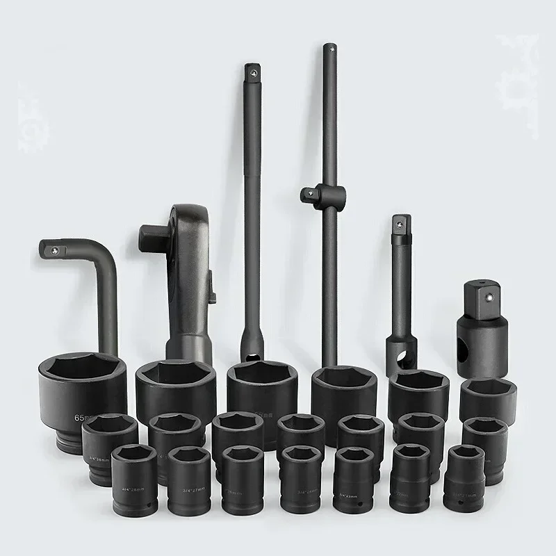 2026 hot sale manufacturer heavy-duty 26-piece sleeve set, spot, hexagonal twelve-angle wind cannon sleeve heavy-duty sleeve set