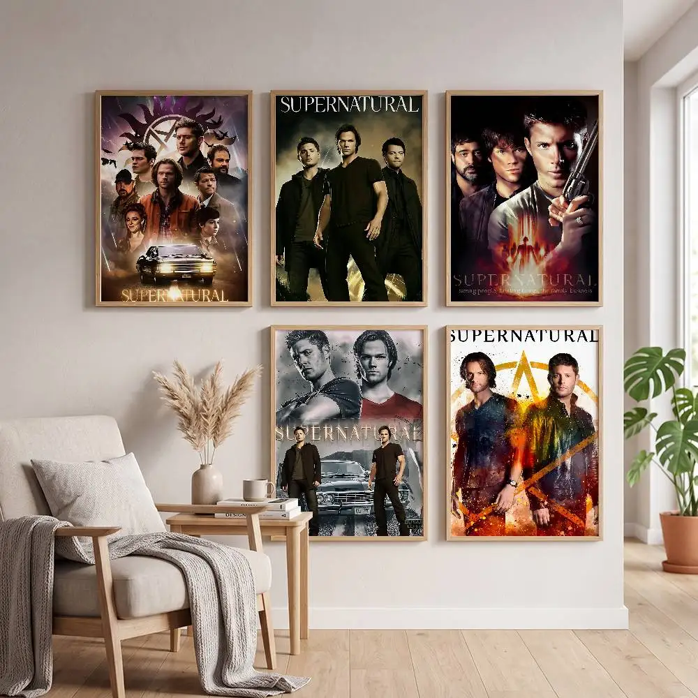 Popular TV Series Supernatural-S Vintage Poster Self-adhesive Art Waterproof Paper Sticker Coffee House Bar Room Wall Decor