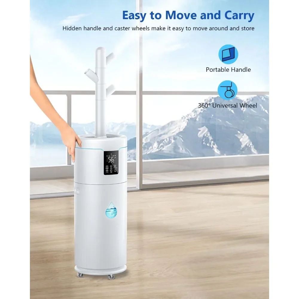 Humidificador de torre, 17L/4.5Gal Ultra, 2000 pies cuadrados, humidificadores silenciosos para habitación grande, modo de niebla y tubo de extensión, Humidificador