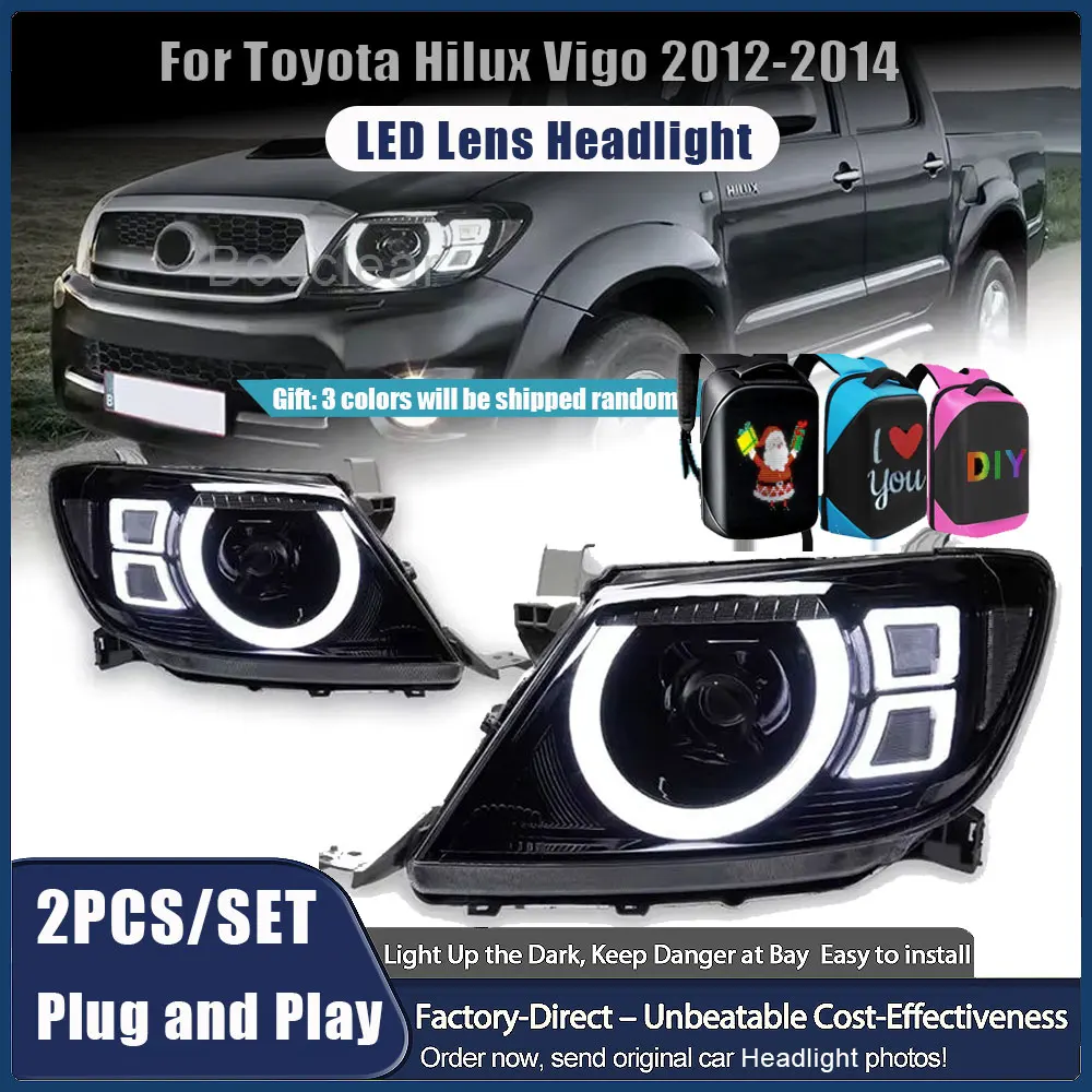 

Car Lights for Toyota Hilux VIGO LED Headlamps 2012 2013 2014 Headlights Hilux DRL Turn Signal High Beam Angel Eye Lens Assembly