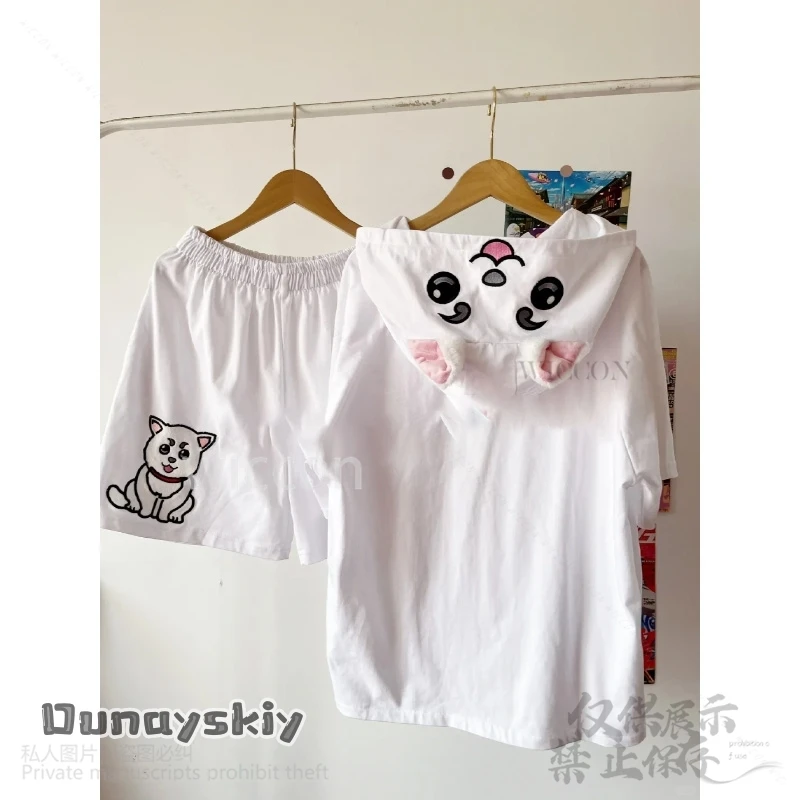 Аниме KINTAMA Косплей Садахару Костюм Японский Каваи Шорты с короткими рукавами Костюм с капюшоном Мультфильм Пушистый Джирай Каэй Девушки Хэллоуин