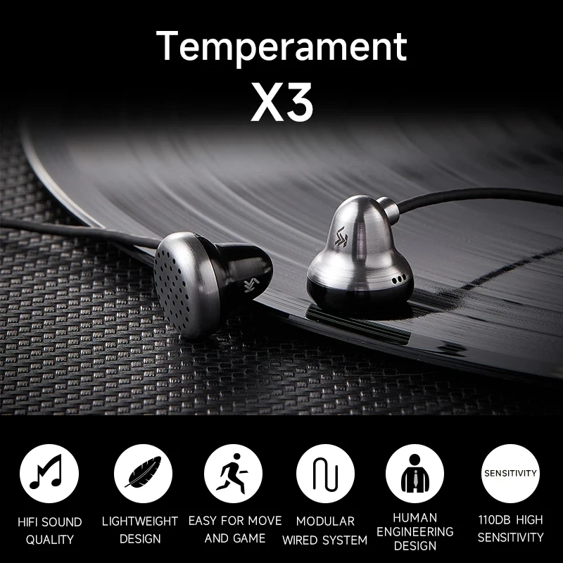 

Temperament-X3 In Ear Flat Head Plug Earphones HIFI Wired Flat Headset Sport open-type Gaming headphone For Game/Stellar