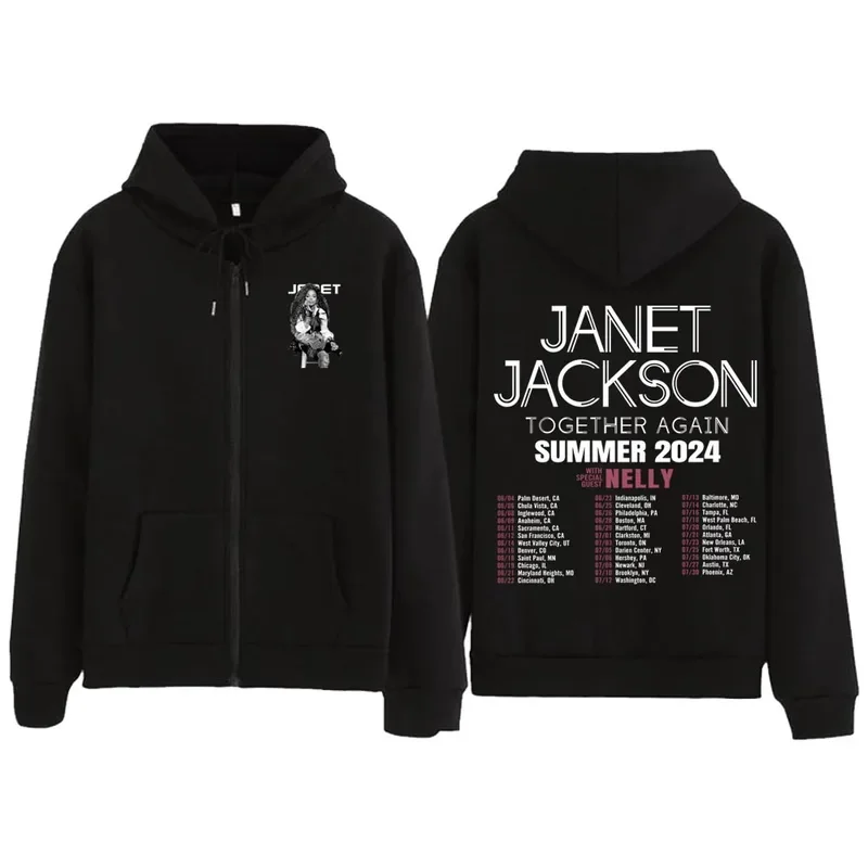 

Janet Jackson Vintage Together Again Summer Zipper Hoodie Jacket Zip Up Hoodie Sweatshirts Y2K Coat Gift