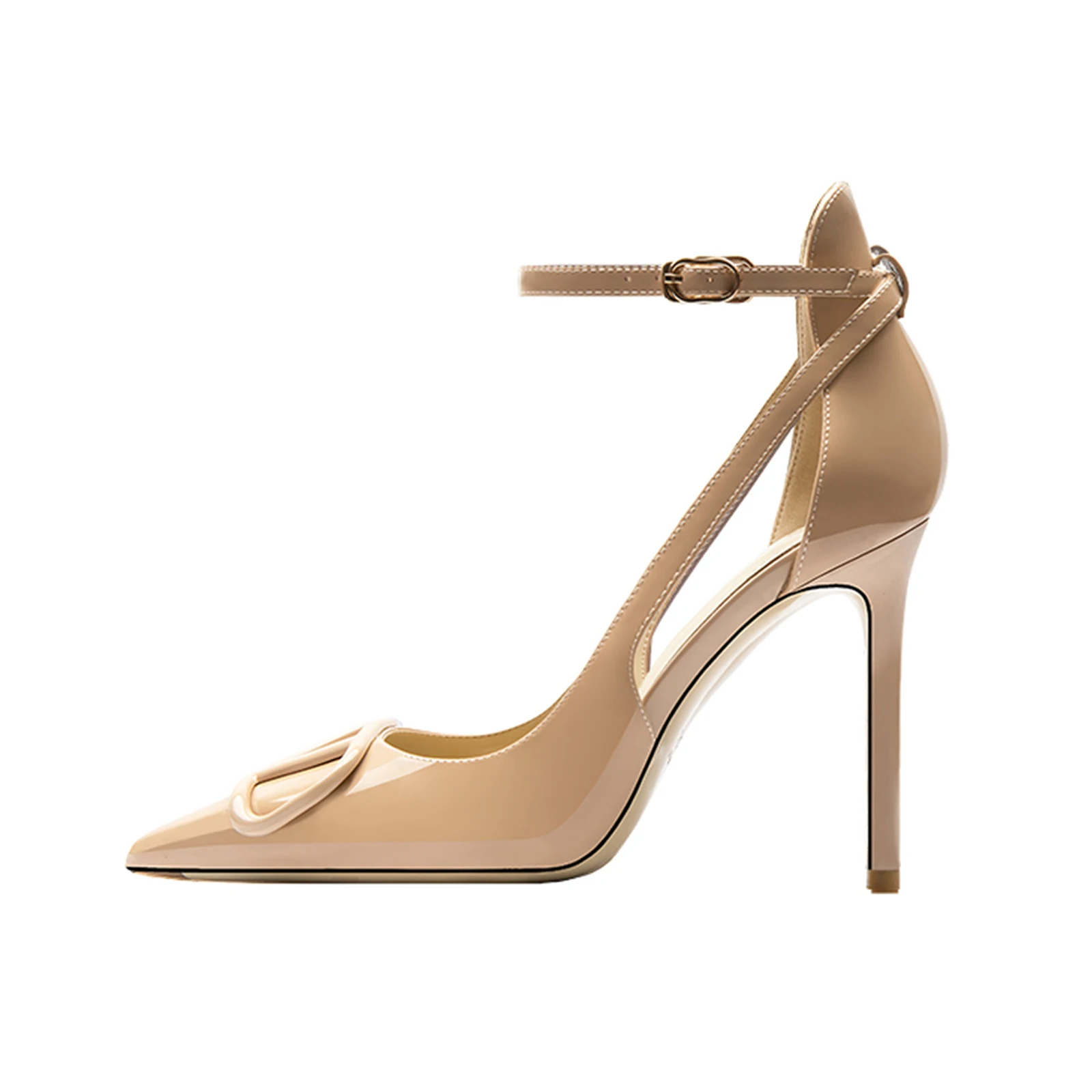 

Women's Pointed 3.9 Inch Ankle Strap High Heels Hollow Pumps Wedding Party Dance Dinner Shoes