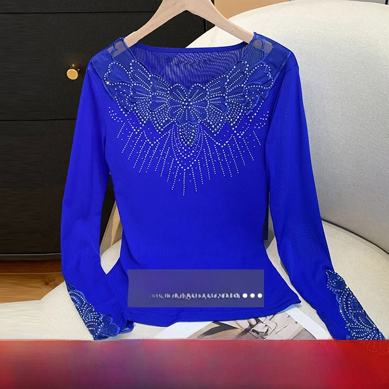 

Женская футболка Long Sve с кружевной базой, весна-осень-зима, тонкий топ Me, модный маленький irt с v-образным вырезом, чистый цвет