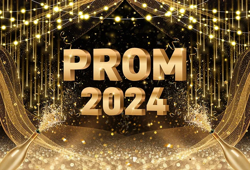 Mehofond 2024 Graduation Backdrop for Photography Gold Glitter Balloon Bachelor Cap Class of 2024 Congrats Grad Party Background